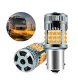 スーパーブライト S25 LED ウィンカー バルブ 12V 24V ウインカー球 バイク 車 トラック 180° BA15S ピン角 アンバー ハイフラ防止 抵抗内蔵 シングル 平行ピン 2個 (S25 シングル 180° BA15S)