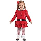Ochine　クリスマス　子供服　ベビー服　二点セット　赤いドレス＋ストライプパンツ　ビロード製　ガールズ　長袖　クリスマスプレゼント　かわいい衣装　着ぐるみ