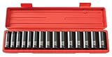 TEKTON 4883 1/2-Inch Drive Deep Impact Socket Set, 10-24mm, Metric, Cr-V, 6 Point, 15 Sockets [並行輸入品