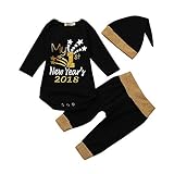 (プタス)Putars ベビー服 子供服 上下セット ロンパース 男の子 女の子 英字柄 新年 MY FIRST NEW YEAR 二色 新生児 歩行服 出産お祝い 記念日 プレゼント 0-18ヶ月