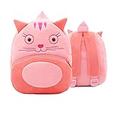 QD-WST 可愛い子供バッグ　バックパック　3D動物柄　ふわふわもこもこ　幼稚園　小学生遠足　通学　保育園　女の子　男の子　プレゼント　ギフト　ミニバッグ (ネコ)