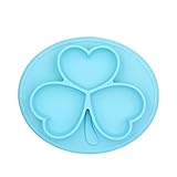子供用　　お食事マット　　ベビーの食器　　水洗い　赤ちゃん　洗える　ランチョンマット　　吸盤付き 安全シリコン素材　かわいい三つ葉の形　食器 (ブルー)