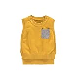 Karchi　 子供服　ニット　ベスト　ノースリーブ　丸ネック　女の子 男の子兼用 出産祝い お誕生日プレゼント90　100　110　120　130 (100, 黄色い)