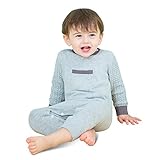 babysing ロンパース カバーオール ニットセーター ポケット付き コーマ糸 コットン (グレー, 90（12-24ヶ月）)
