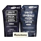 ミツエイ ホワイトフレグランスムスク WHITE FRAGRANCE MUSK 液体洗剤 1.65kg 1個 + 柔軟剤 2000ml 1個セット + Kunutonnオリジナルロゴ入りhおしぼり付