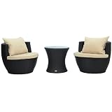 Outsunny 3-Piece Outdoor Stacking Rattan Wicker Patio Chair Set [並行輸入品]