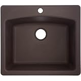 Franke楕円25 "デュアルマウントGraniteシングルボウルキッチンシンク、シャンパン ESDB25229-1 1