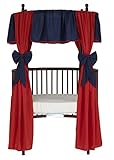 Baby Doll Bedding Reversible Round Crib Curtains, Navy/Red by BabyDoll Bedding