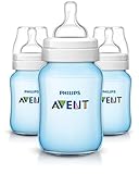 Philips AVENT Classic Plus BPA Free Polypropylene Bottles, Blue, 9 Ounce (Pack of 3) by Philips AVEN