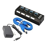 Alioay USB3.0ハブ 4ポートUSB3.0拡張 USB3.0高速ハブ 5Gbps高速 USB HUB MicroUSB給電ボード付き軽量軽便 USB2.0 USB1.1互換 セルフパワー 電源スイッチ付き 4ポート＋2.4A充電ポートx1