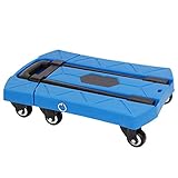 Rxbdk ショッピングトロリーテレスコピックフォールド6ラウンド多機能車のトレーラー荷物プルロッドフラットビッグホイールブルー