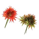 Dovewill 4つ　プラスチック製　紅葉　人工葉　人工植物　人工紅葉　緑　飾り用　赤と緑