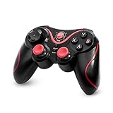 Bluetoothワイヤレス コントローラー 2.4G無線ゲームパッド PC PS3 ゲーム対応 ゲームパッド ブルートゥース ゲーム コント ローラー ジョイスティック (レッド)