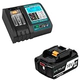 マキタ 18V バッテリー 充電器セット 6.0Ah BL1860B 互換 Waitley マキタバッテリー 充電器 防火材料シェルと長寿命電池セル採用 DC18RC DC18RF DC18RDなど互換 製造物責任保険付 PSE認証済み品 (18V/6.0Ah 1個 + 充電器 セット)