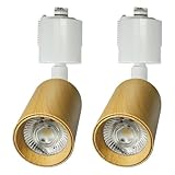 Luxour スポットライト ダクトレール レールライト 60W形相当 LED一体型 LED電球内蔵 ライティングレール専用 ダクトレール レールライト 電球色 自然色 昼白色 ダクトレール用照明 LED 一体式 おしゃれ スポット ダイニング ハロゲン電球 (2セット, ブラウンの器具-電球色)