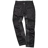 [デグナー] メンズテキスタイル メッシュパンツ MEN'S TEXTILE MESH PANTS 膝、腰プロテクター標準装備 DP-33A (L, ブラック)