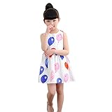 Cutelove 子供ドレス　ワンピース　ノースリーブ　女の子　夏　素敵　プリント　プリンセス　コットン　袖なし鮮やかな色　全8色　超可愛い
