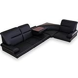 LOWYA （ロウヤ） ソファ ローソファ コーナーソファ こたつ ソファ 木製テーブル付き 3人掛け レザー ブラック おしゃれ 新生活