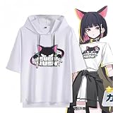 ブルーアーカイブTシャツ 半袖 T-shirt インナーシャツ 伊吹/エリー/水美遊 夏服 日常服 記念シャツ トップス カジュアル ゆったり 通勤通学 萌えグッズ 誕生日 プレゼント 贈り物 男女兼用 (B,L)