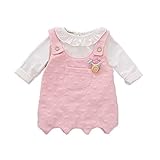 ベビー服 子供服 女の子 ワンピース Pojour ドレス 長袖 秋冬 可愛いカバーオール オシャレ 通園 発表会 旅行 記念日 プレゼント 2セット ピンク