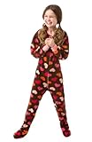 Big Feet PJs Brown with Hearts Toddler Fleece Footed Pajamas