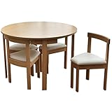 タンスのゲン 【 円形テーブル + チェア４点セット 】 105cm 天然木 木目 食卓テーブル コンパクト 収納 北欧 11719180 NA