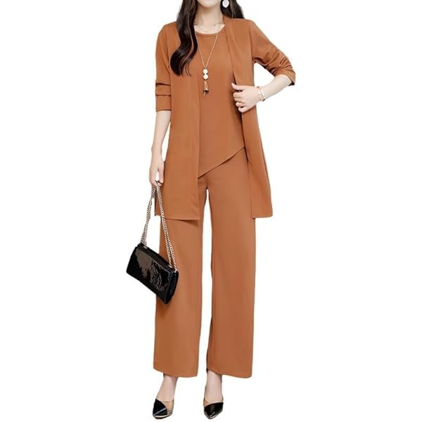 未使用●新品●MISSEL●セットアップ●パンツスーツ●茶色●大きいサイズ●15 スーツ セットアップ パンツスーツ レディース ロングパンツ