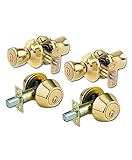 Lion Locks LICO0709 Tulip Style Keyed Alike Door Knob and Deadbolt Set, Polished Brass, 2-Pack [並行輸入