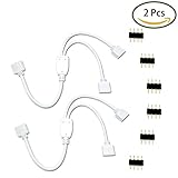Liwinting 2本白4ピン1〜2ポートLED拡張YスプリッタケーブルSMD用5050 3528 2835 RGB LEDストリップライト、テープライトケーブル、リボンライトケーブル、無料6個と4