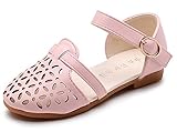 WIN 可愛い キッズ フラットシューズ 女の子 ガールズ サンダル ベビー靴 ベルクロシューズ つま先保護 透かし彫り 女児 子供 フォーマル ベビー 赤ちゃん フォーマル (内寸18cm, ピンク