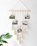 Hanging写真表示Macrame Wall Hanging画像オーガナイザーホーム装飾、25ウッドクリップ