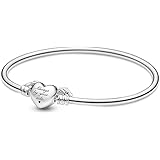 PANDORA Pandora Moments Winged Heart Bangle 925 Sterling Silver Bracelet