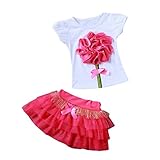 Taiycyxgan Toddler Girlsスカートセット花Tシャツwithレースレイヤチュチュスカート衣装セット US サイズ: 120: 4T カラー: レッド
