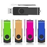 TEWENE 5個セット USBメモリ 32GB フラッシュドライブ USBフラッシュドライブ フラッシュメモリー USB2.0 ストラップ付 回転式 まとめ買い 5色ミックスグカラー (32GB，5個セット)