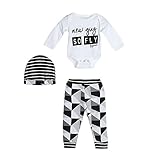 AmazingDeal 子供服 女の子 長袖 春秋冬 ルームウェア 帽子付け 上下セット３点 綿製品 衣装 シンプルで可愛い (90（9-12ヵ月）, ホワイト)