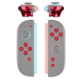 eXtremeRate Joycon 2対応用DIY交換フルセットボタン、Nintendo Switch 2 コントローラー対応用、カスタム ABXY 方向キー 十字キー ＋ − C HOME キャプチャー リリース L R ZR ZL トリガーボタン-クロームレッド