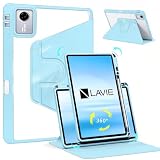 For LAVIE Tab T11N (T1175/LA・TAB11/Q02) /Lenovo TAB8 A401LV/ Idea Tab ZAFR0387JP/Lenovo Tab K11 Gen 2 11インチ タブレットケース 手帳型 カバー CNEVISON 360°回転式スタンド オートスリープ機能 ペン収納 耐衝撃 A401LV クリア透明バック カバー(スカイブルー)
