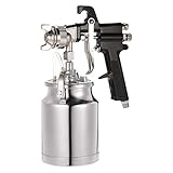 KKmoon エアスプレーガン ペイントスプレーガン 高圧式 口径1.8mm 1000cc タイタンカップ タービン サイフォンフィード 吸上式 下壺式