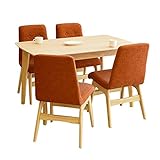 【5点セット】橙色のチェアがアクセントになる MOUTON / ムートン 北欧ダイニングセット 120cm幅テーブル+チェア4脚