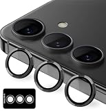 Kakuki for Galaxy S24 FE 用 カメラフィルム ギャラクシーS24 FE カメラ保護フィルム 薄型 強化ガラス 耐衝撃 独立型 露出オーバー防止 アルミ合金 カメラカバー (ブラック)