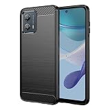 For MOTO G53J 5G / G53Y 5G ケース [Gosento] シリコン 衝撃吸収カバー 防指紋 炭素繊維カバー MOTO G53J 5G ケース カバー (ブラック)