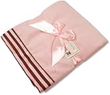 Receiving Blanket - Pink Minky/Choc & Pink Satin by Threadart