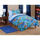 7pc Boy Blue Green Dinosaur Full Comforter Set (7pc Bed in a Bag) [並行輸入品]