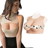 [KUMIHO] シリコンバスト ロアネック 丸首 夏向き 人工乳房 女装バスト 偽乳 変装 仮装 シリコン胸 コスプレ 変装用 女性になる リアル 揺れる版 シリコン充填 B~Cカップ 自然色