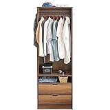 アイリスプラザ 木製ワードローブ ウォルナット WWR-6018 奥行40×幅59.5×高さ180㎝