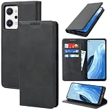 Oppo reno7 a ケース 手帳型 オッポ Reno9A OPG04 ネノ 7A ネノ9A au A201OP CPH2353 SIMフリー ワイモバイル 楽天モバイル 全対応 カバー 手帳型 カードスロット、キックスタンド レザー(ブラック)