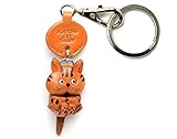 とらねこ ぶらぶら 本革製 猫 キーホルダー バンカクラフト革物語 (日本製 ハンドメイド)
