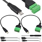 Xiatiaosann Type-c ネジ端子台コネクタケーブル、Type C オス - 5 ピン端子台充電およびデータ転送アダプタ延長コード、オスおよびメス USB C - 裸線、ドライバー (7 パック)