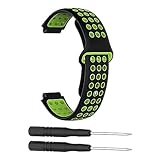 for GARMIN Foreathlete 235J 230J用 ベルト バンド 交換バンド シリコン スポーツバンド アクセサリー 通気性に優れ for ガーミン Foreathlete 735XTJ 220J 230J 235J 620J 630J Approach S20 S5 S6対応 交換ベルト 工具付き (ブラック/グリーン)