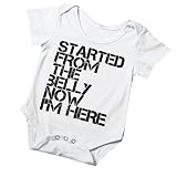 efaster ( TM ) " started from the Belly Now I ' m Here」文字パターンTodderロンパース カラー: ホワイト